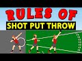 Rules of shot put throw  rules and regulations of shot put throw for beginners