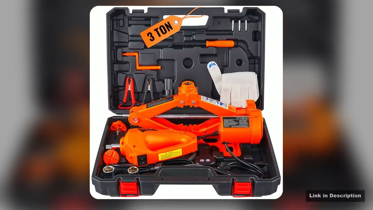 SucceBuy Electric Car Jack 3T Scissor Jack with Electric Impact Wrench 12V Car Jack with Double