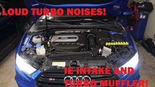 Audi S3 IE intake AND turbo muffler delete Install! (Crazy turbo noise! Golf GTI/R/A3)