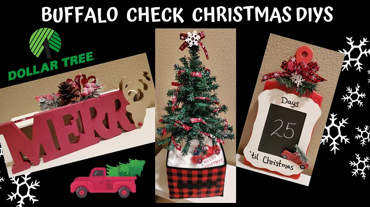 Dollar Tree DIY Buffalo Check Farmhouse Christmas Decor | Friend Friday Hop