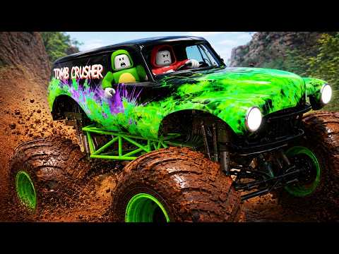 JJ and Mikey Live in a World of Monster Trucks Roblox !?