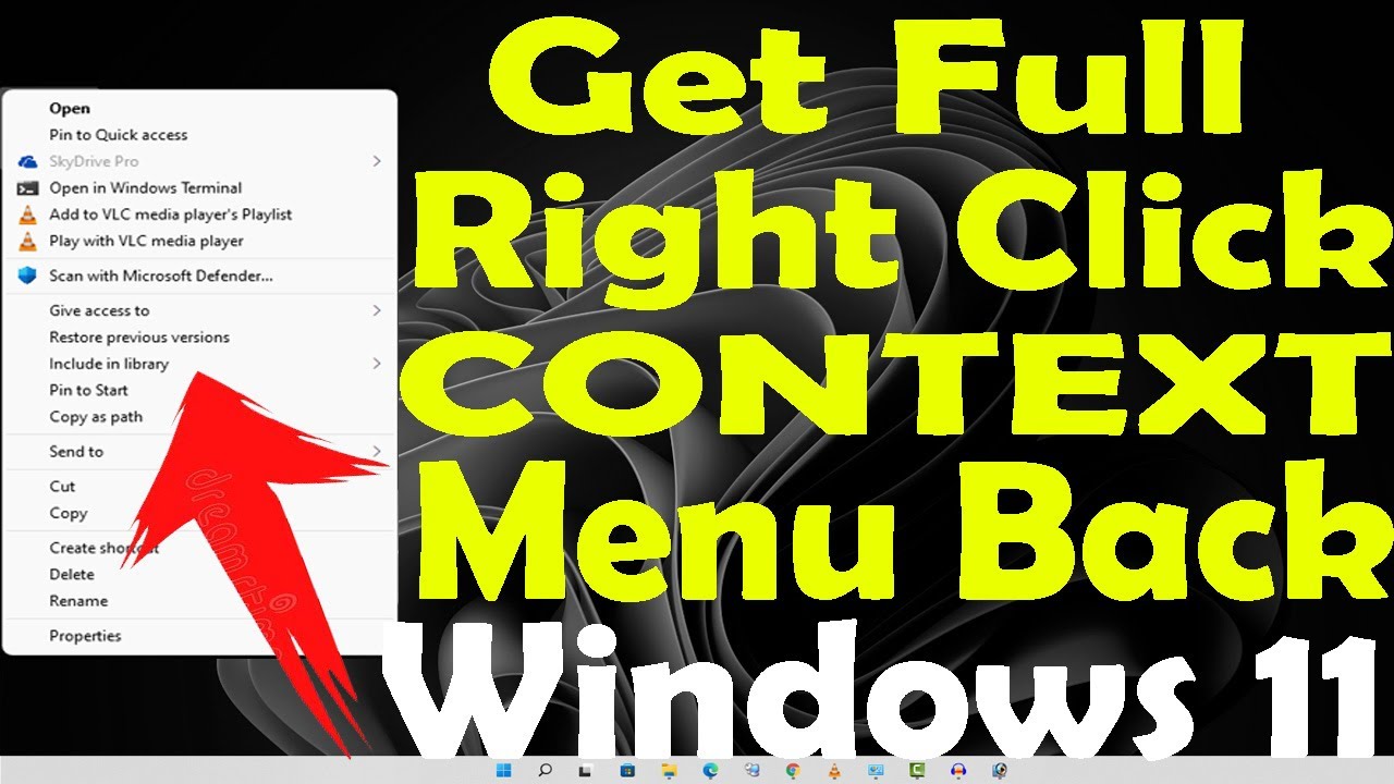 Enable old Desktop Right Click Context menu in Windows 11 - YouTube