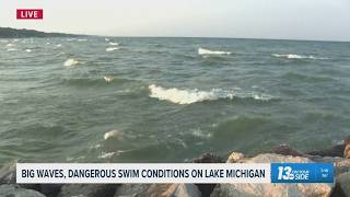 Big waves causing dangerous swim conditions on Lake Michigan