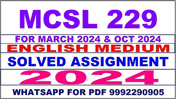mcsl 229 solved assignment 2024 | mcsl 229 solved assignment in english 2023-24 | mcsl 229 2024