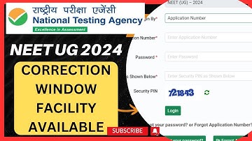 NEET UG 2024 ONE-TIME CORRECTION WINDOW FACILITY | NTA #neetcorrectionwindow  #neet #ntaneet2024