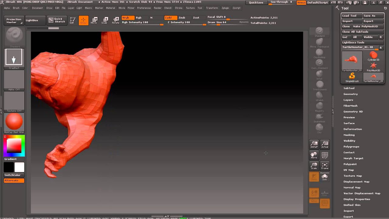 how tyo reproject in zbrush