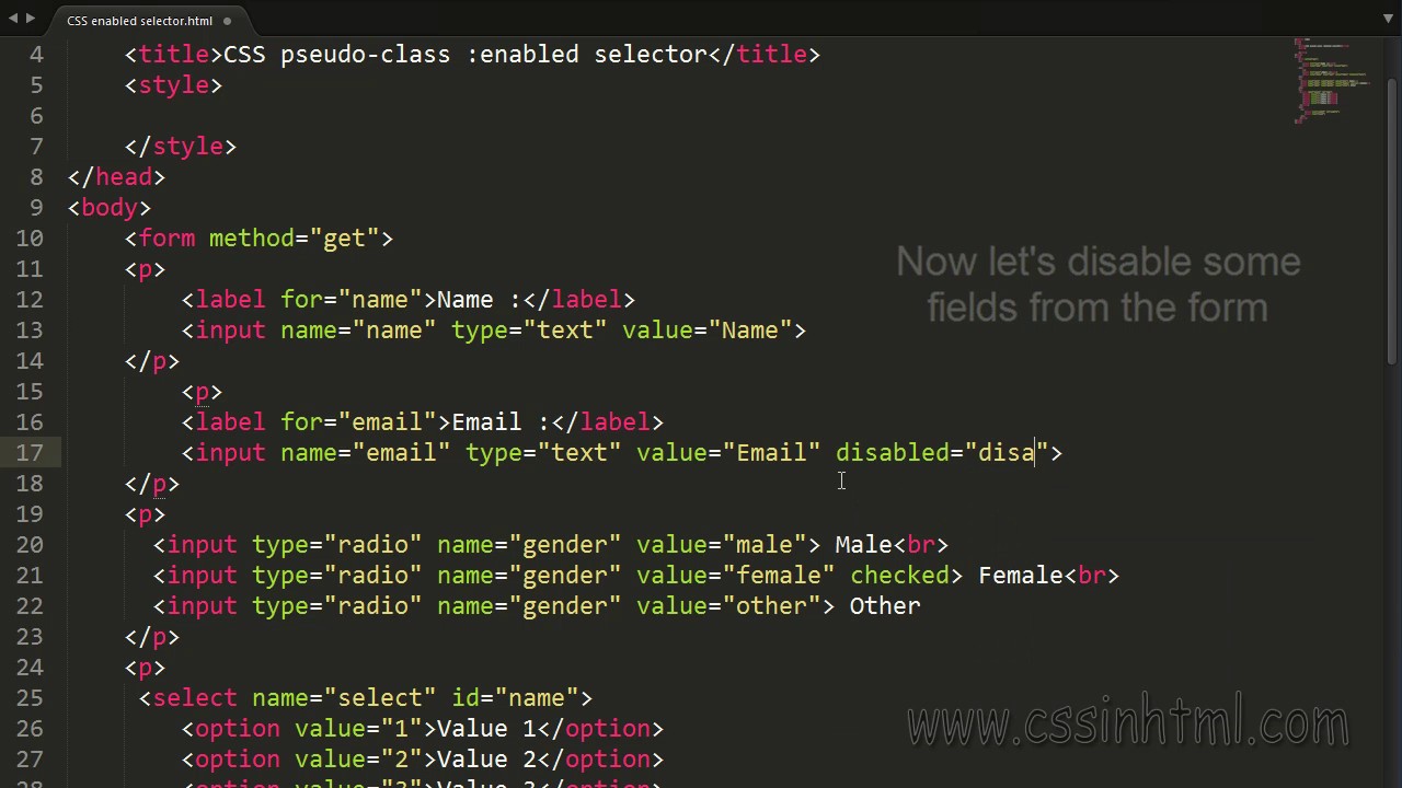 CSS :enabled selector - YouTube