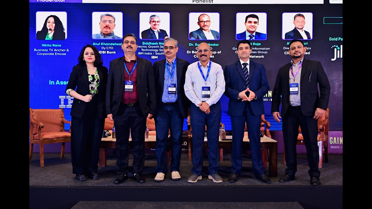 Nikita Rana acting as a corporate emcee in Mumbai for a technology awards ceremony.