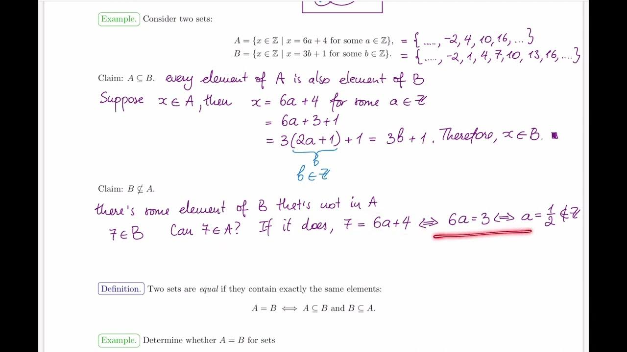 Math 125, lecture 10: proofs involving sets - YouTube