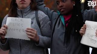 Protest outside Van Pelt in response to campus racism