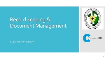 Registration of Technologists at ECSA - Record Keeping & Document Management