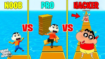NOOB vs PRO vs HACKER in SHORTCUT RUN CHOP and SHINCHAN GAME GAME