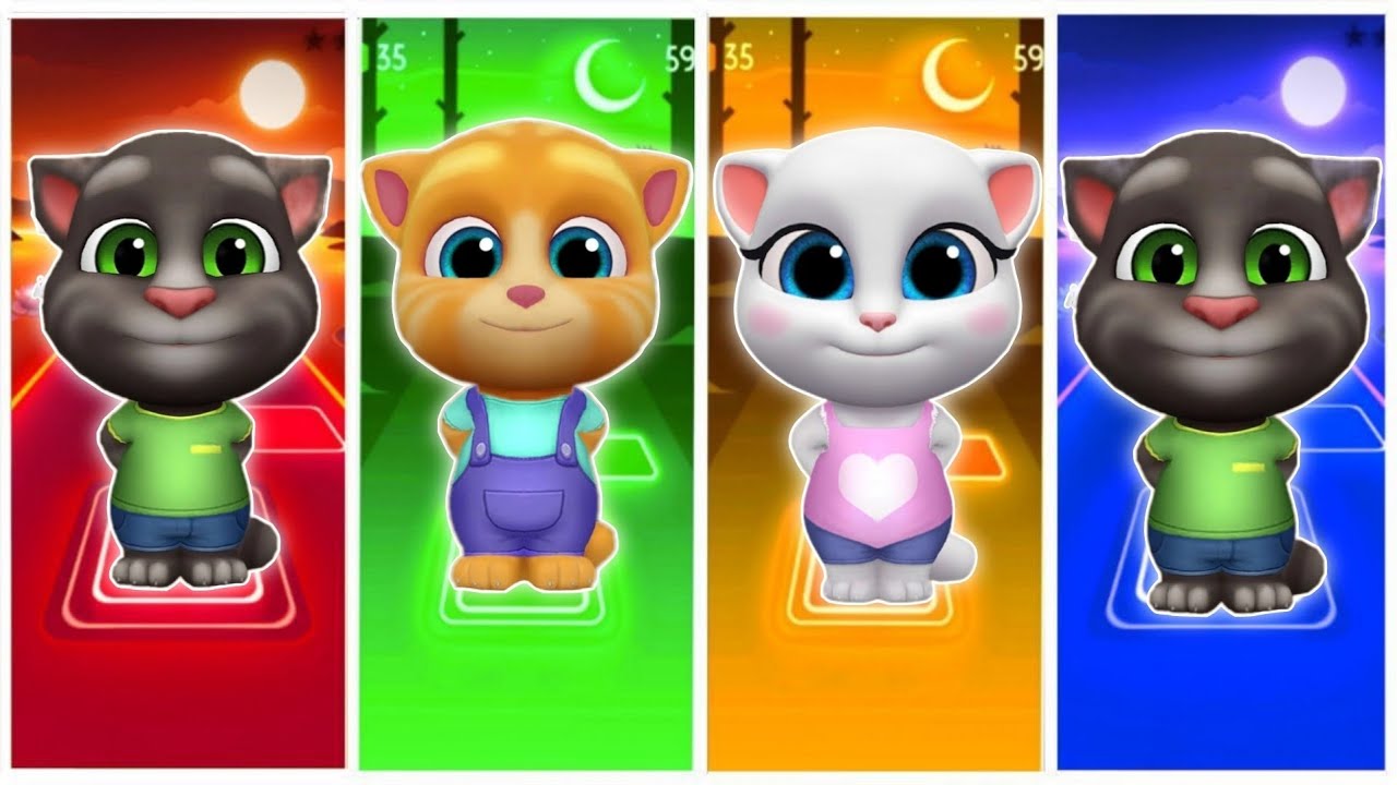 Talking Tom & Friends- Angela vs Gringer vs Hank vs Ben🎶 Tiles Hop EDM Rush