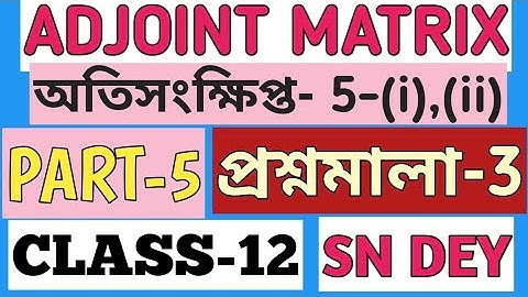 #5, Adjoint Matrix Class 12 SN Dey  EX-3 | MATH vs MATH