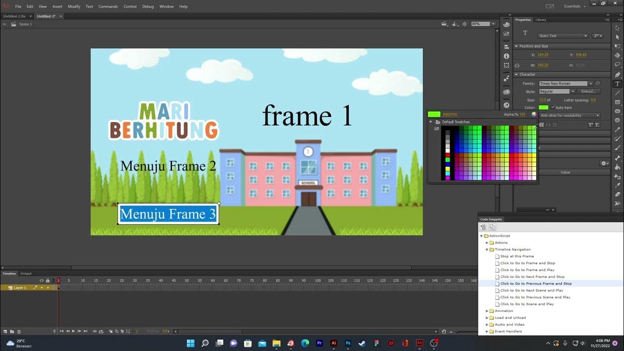 Cara Membuat Button di Adobe Animate 2023 - Antar Frame - YouTube