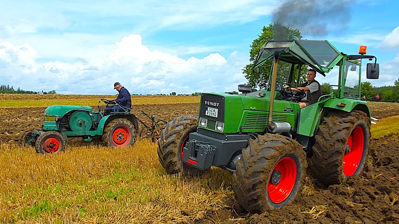 Die Bulldogfahrer von Bibertal beim pflügen m. Fendt & Deutz & MF & Lanz & Kramer & MB trac & Eicher