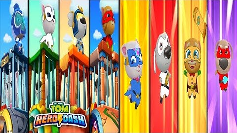 TALKING TOM HERO DASH ! ALL SUPER HEROES COLOUR SUIT & SAVING THE HEROES & FIND THE BIG BOSS -- GAME