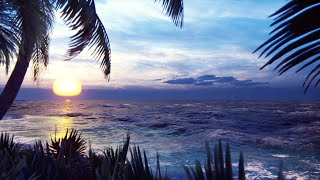 Sunset Beach, Waves, Fall asleep, Ocean Sounds, Relaxing, Sleep, Study, Meditation, 10 Hours 4K