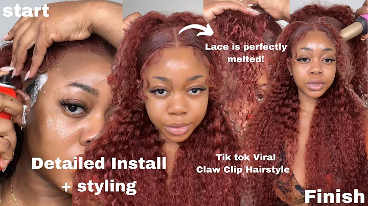 OMG THIS RED COLOR  DETAILED LACE MELTING TUTORIAL...