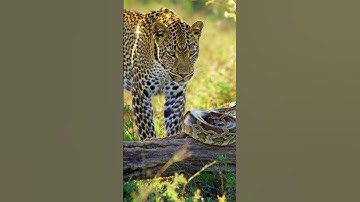 Leopard with python #amazing #animals #wildliferescue #shorts