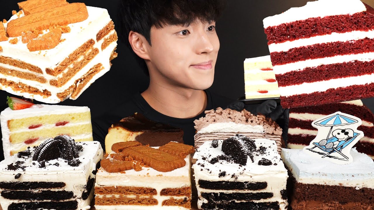 케이크 먹방🍰 초코 크레이프, 생딸기 케이크, 아이스박스, 레드벨벳, 초코 치즈 케이크 스타벅스, 투썸 케이크 CAKE & DESSERTS ASMR MUKBANG