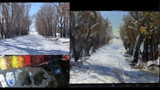 Snowy Winter Road Plein Air Oil Painting Lesson