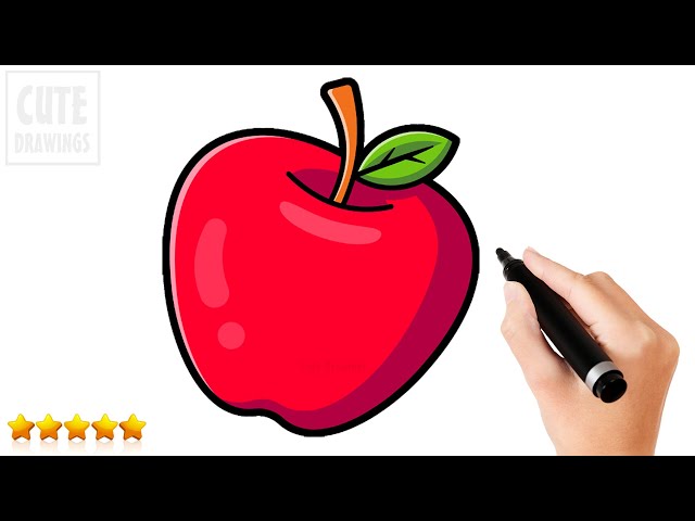 Premium Vector | Apple cute drawing for school flash card