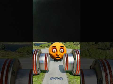 Long Colourful Capsule Buses vs Hydraulic Crush in the game BeamNG.drive #shorts beamng smash 2 car
