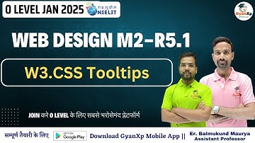 W3.CSS Tooltips || Web Designing M2-R5.1 || O Level  || GyanXp