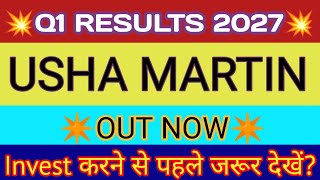 Usha Martin Q1 Results 🔴 Usha Martin Results 🔴 Usha Martin Share Latest News 🔴 Usha Martin Share
