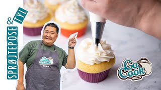 Perfekt sprøjtepose teknik med tyl - swirl på cupcake | GoCook by Coop