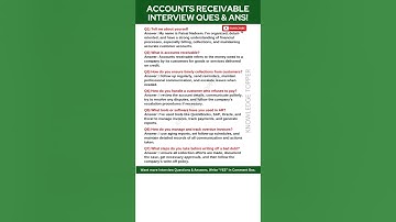 Accounts Receivables Interview Questions and Answers