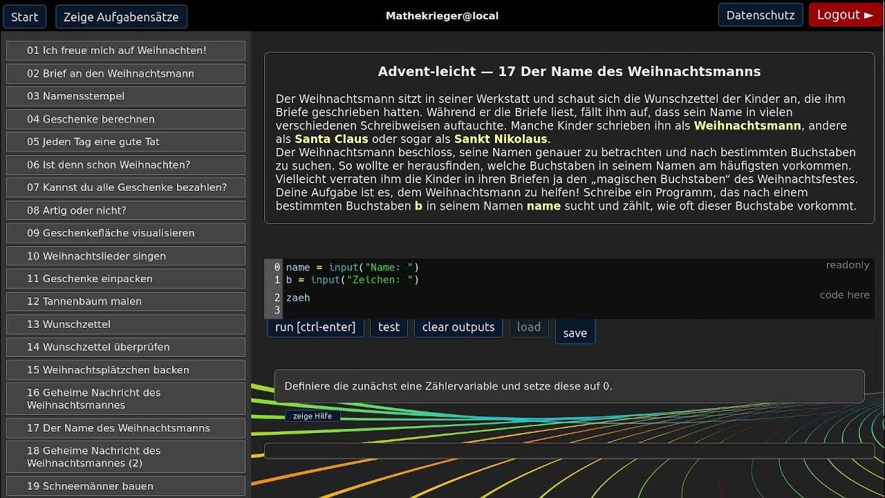 Programmieren im Advent 17 - Aufgabenstellung - YouTube