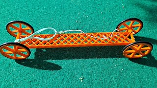 Put a rubber band on it #0347 3D printed Rubber Band Powered Car with O ring tyres