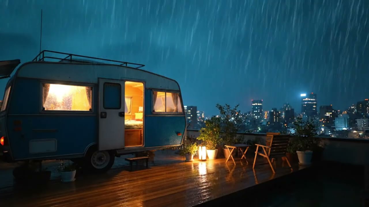 Cozy Camper Rain Sounds 🌧️🔥 Lofi Chill Beats to Relax & Focus