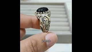 Natural Agate Silver 925 Ring Black Aqeeq