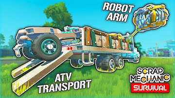I UPGRADED My TRUCK With a Robotic Arm & Retractable Ramps! (Scrap Mechanic Survival Ep. 15)