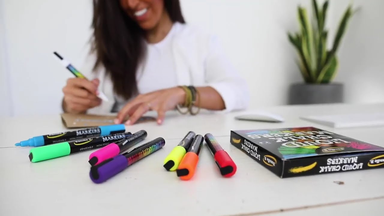 Chalk Markers - 8 Vibrant, Erasable, Non-Toxic, Water-Based, Reversible Tips