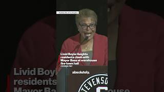 Livid Boyle Heights residents clash with Mayor Bass at warehouse fire town hall