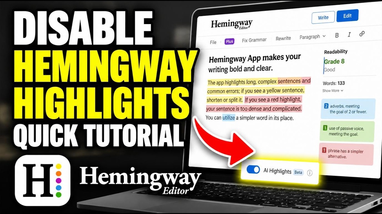 How to disable Hemingway Editor AI highlights - Quick Tutorial