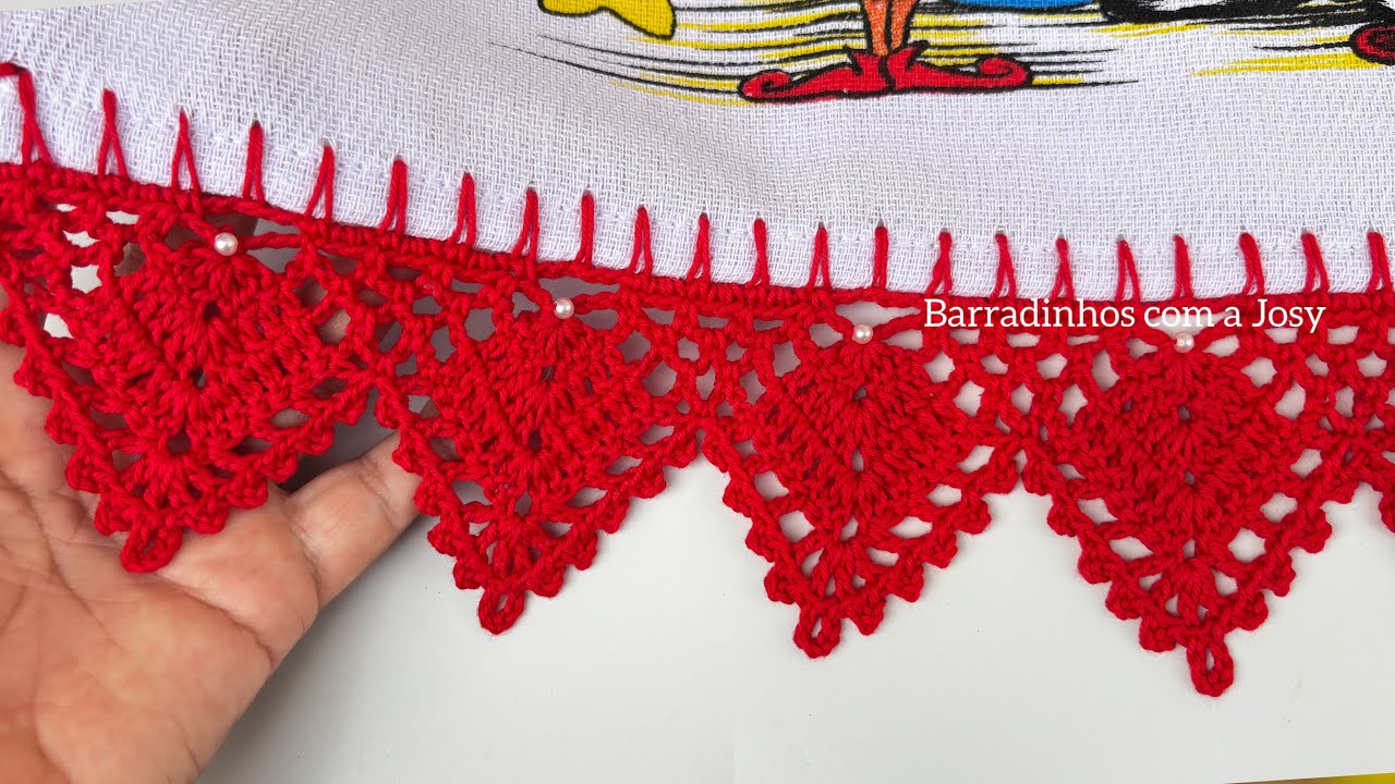 #29 Barrado  fácil para panos de prato#crochet #barradinho  