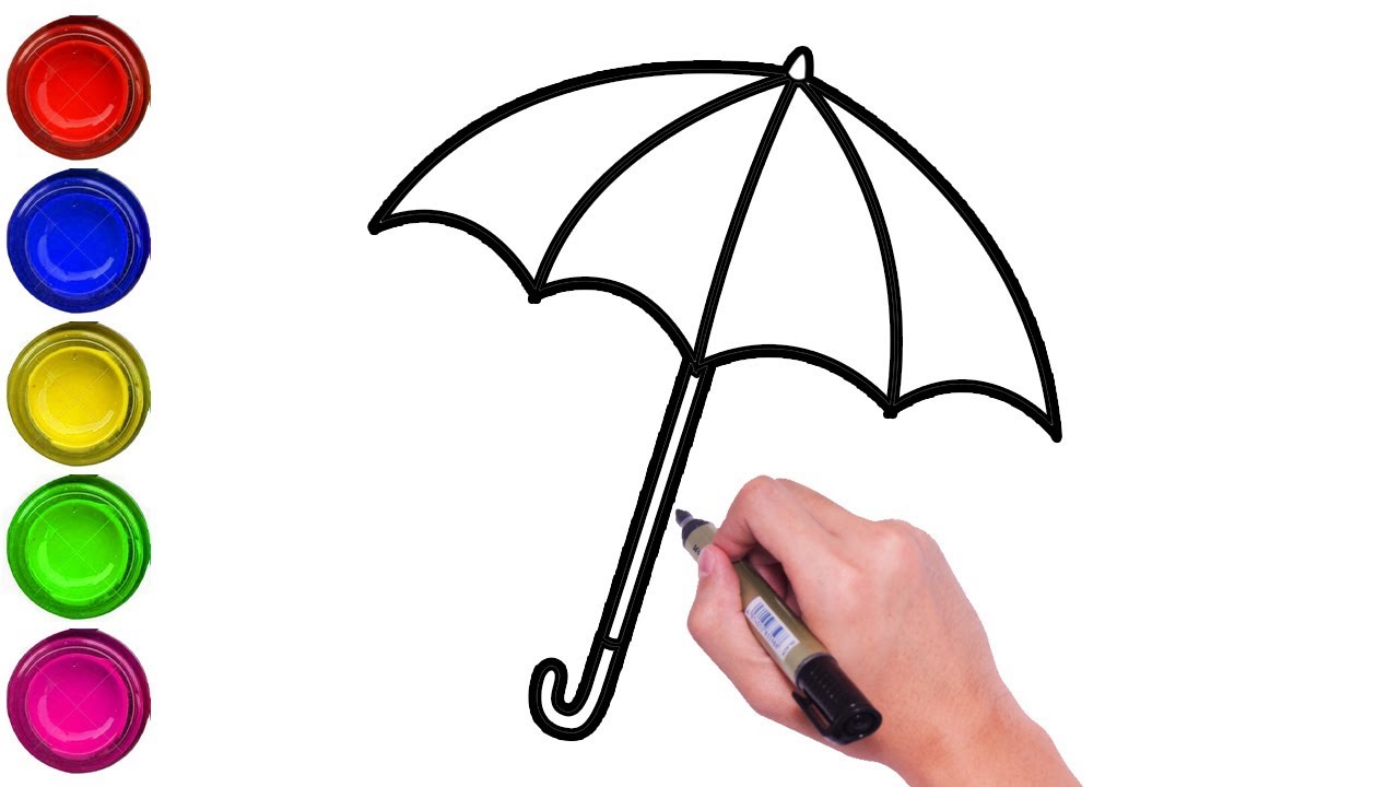 Easy How to draw a Umbrella and Umbrella Coloring Page