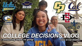 COLLEGE DECISIONS REACTIONS VLOG + announcing where i&#39;m going to college | UCs and Cal States