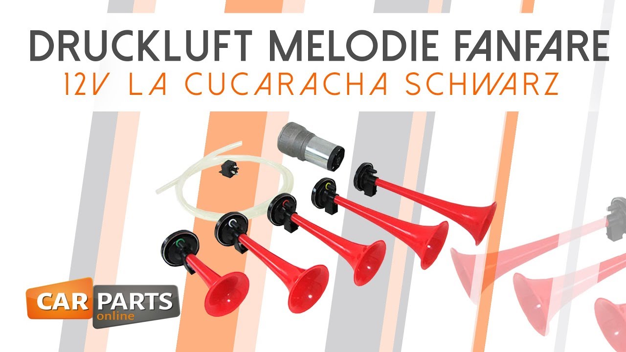 Druckluft Melodie Fanfare hupe 12 Volt La Cucaracha schwarz