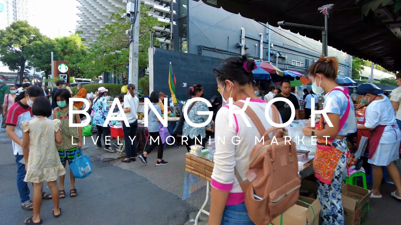 [4K] Walking around Bang Chak BTS Station and Morning Market in Bangkok, Thailand