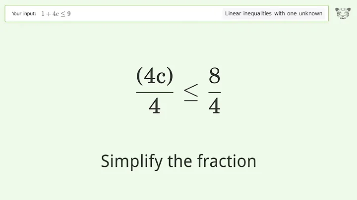 Solving Linear Inequalities: 1+4c is Smaller Than or Equal to 9
