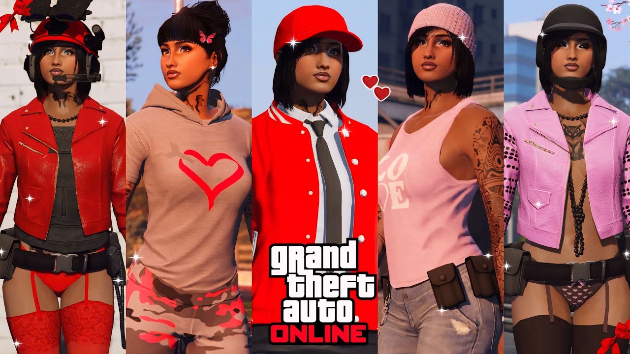 GTA V | 14 CUTE FEMALE VALENTINE DAY OUTFITS ❤️