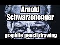 Drawing a monochromatic portrait using a graphite pencil - Arnold Schwarzenegger