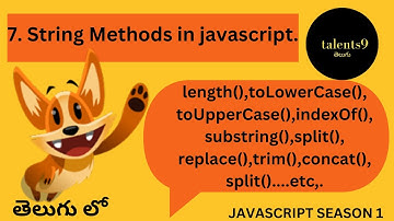 String Methods in javascript (telugu)|| javascript string methods for beginners || web development