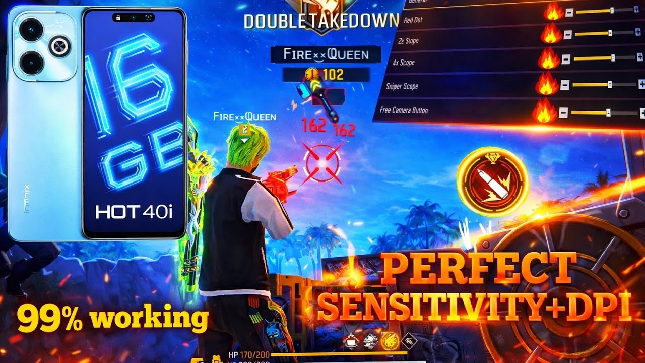Infinix Hot 40i free fire new sensitivity+dpi  for headshot🎯|| Best DPI setting for Infinix Hot 40i⚡